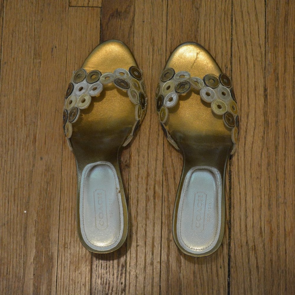 Coach, blane, heeled sandal, leather